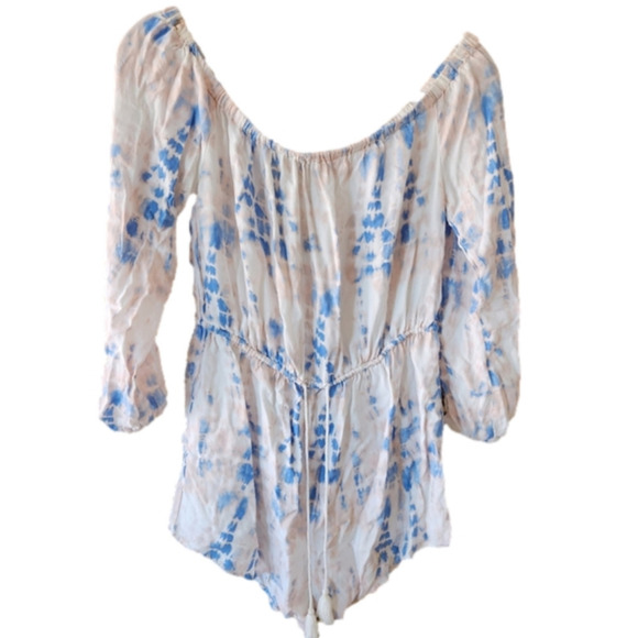 Forever 21 Blue and Peach Tiedye Romper . SIZE Medium - Picture 4 of 8